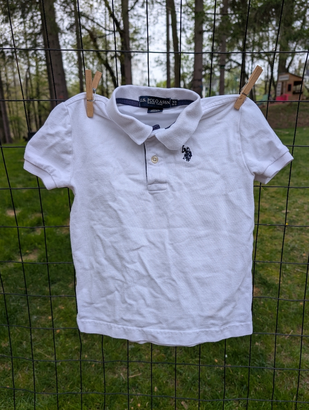 U.S. Polo Assn. Kids White Polo with Navy Logo